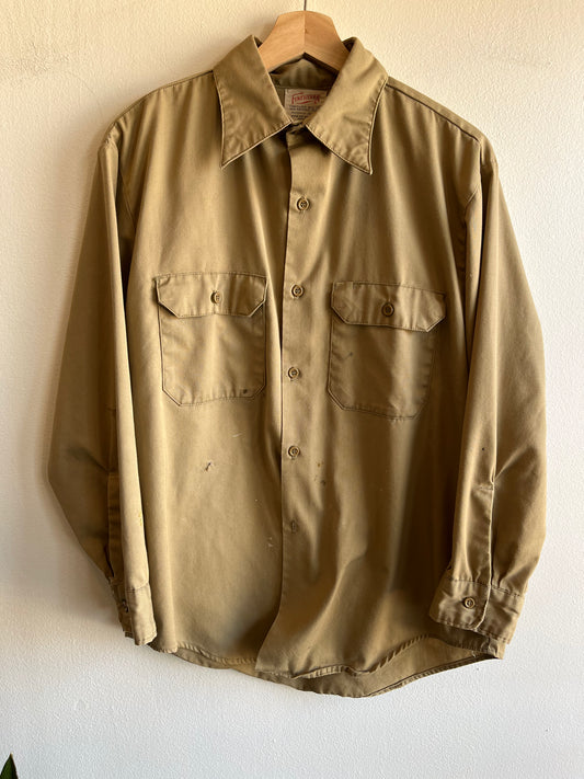 Vintage 1960’s Army Tan Button-Up Shirt - La Lovely Vintage 