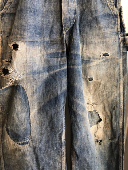 Vintage 1930’s Strapless Super Red Engine Denim Overalls - La Lovely Vintage 