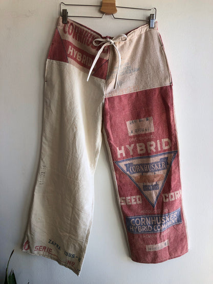 Double Down -  Feedsack Trousers w/ Adjustable Tie at Waist