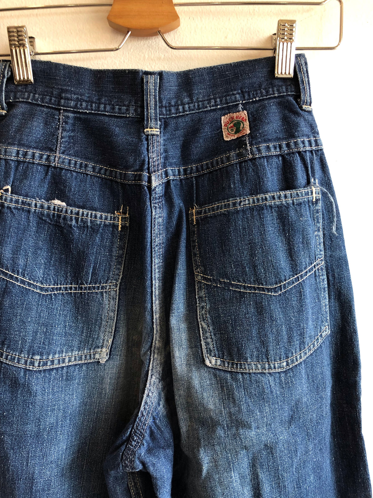 Vintage 1940/1950’s “Duck Head” Dark Denim Side-Zip Jeans - La Lovely Vintage 