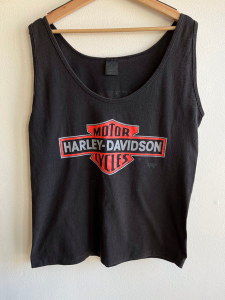Vintage 1990 Harley Davidson 3D Emblem Tank Top Shirt