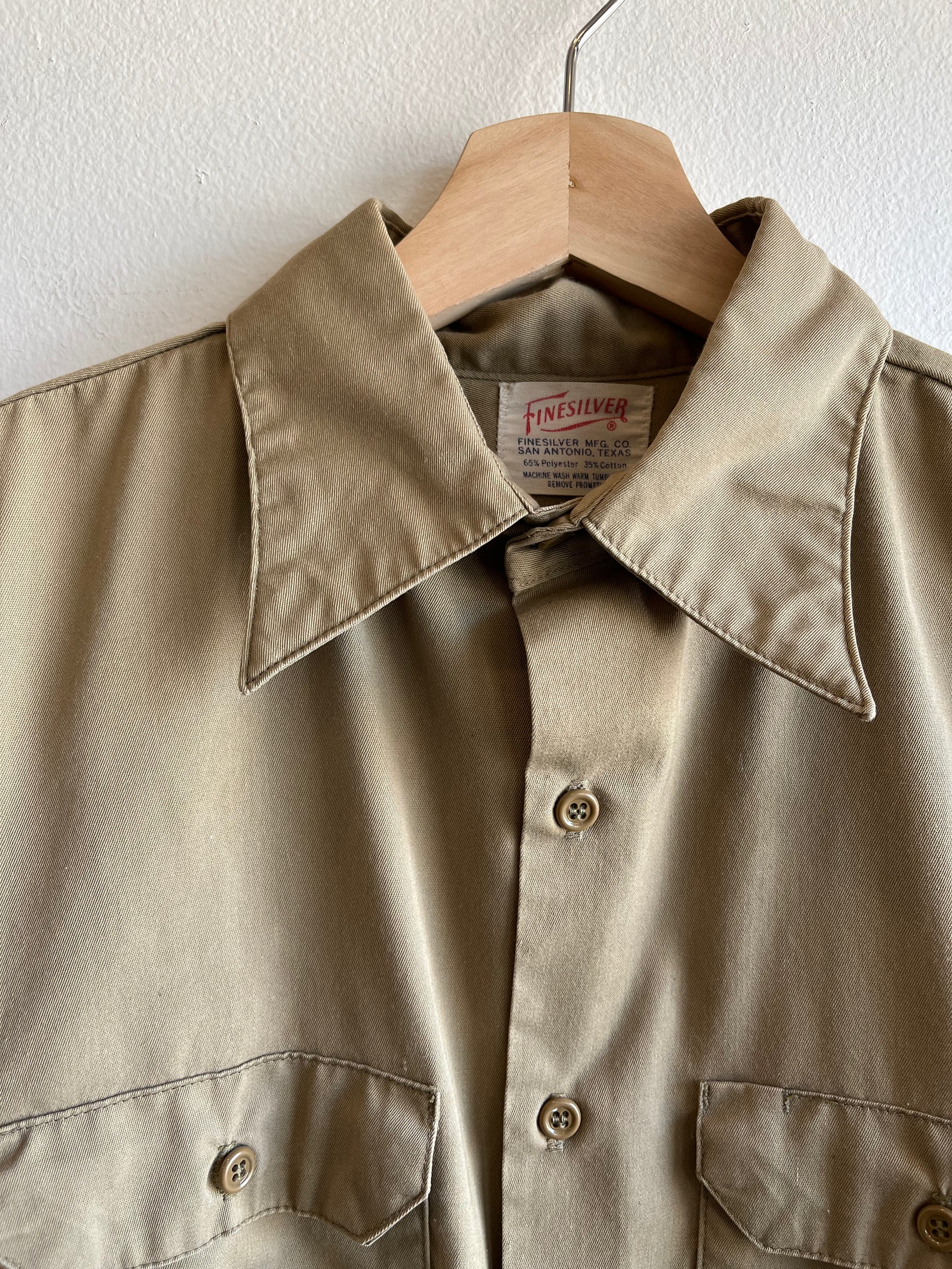 Vintage 1960’s Army Tan Button-Up Shirt - La Lovely Vintage 