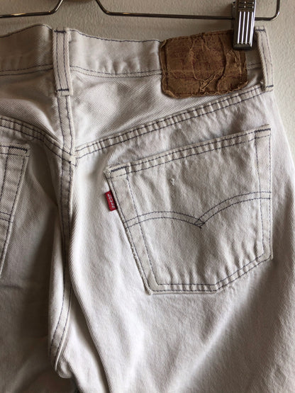 Vintage 1980’s Contrast Stitch White Denim Levi’s 501 Jeans - La Lovely Vintage 
