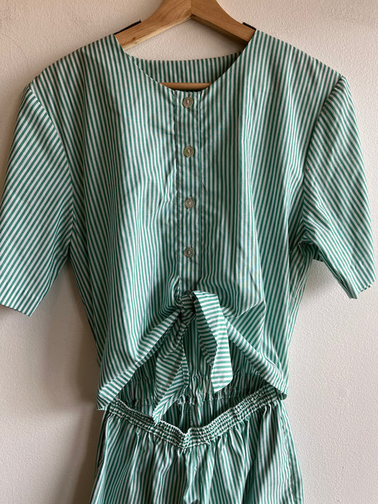 Vintage 1960’s Homemade Striped Tie-Front Jumpsuit
