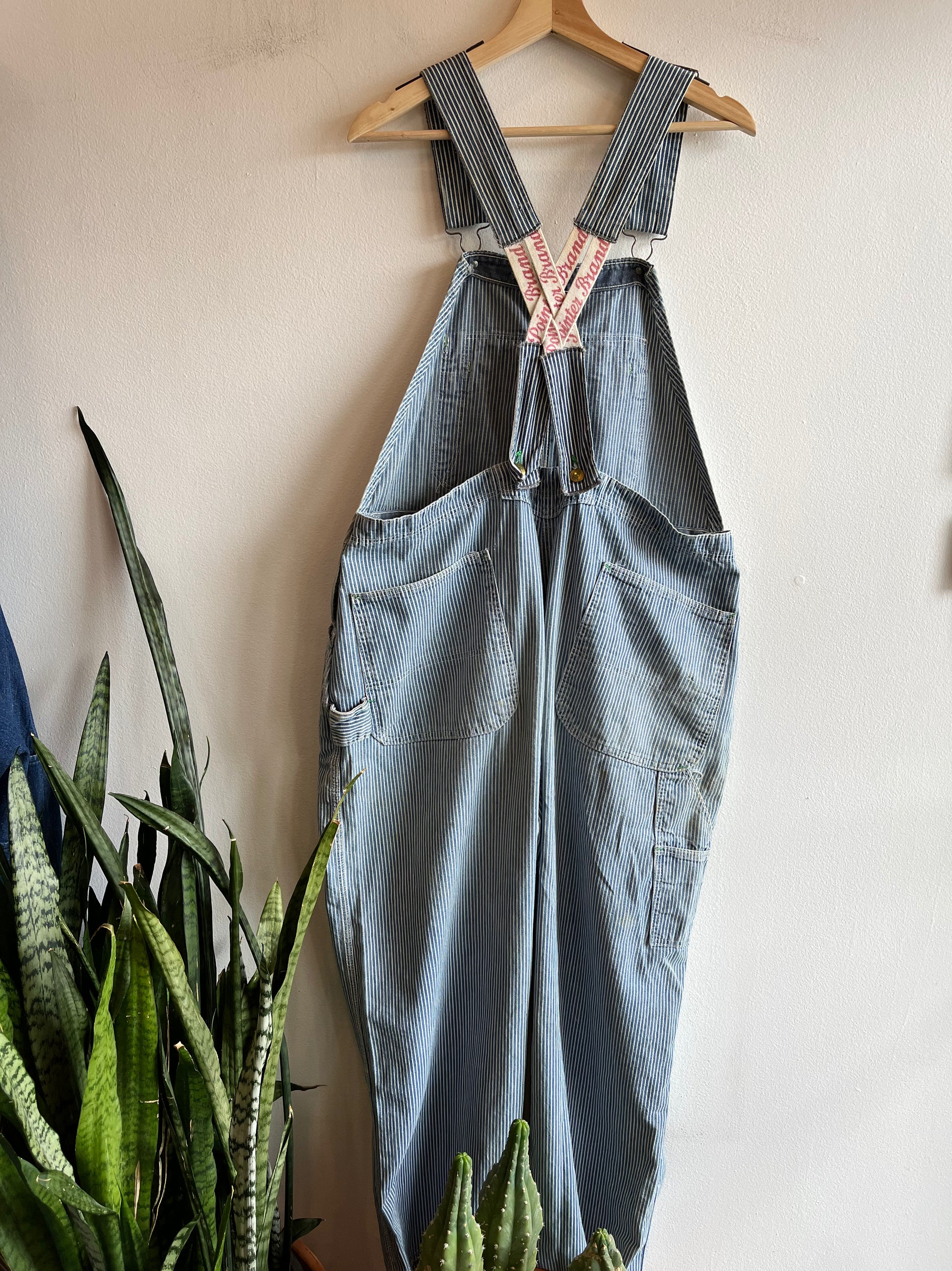 Vintage 1950’s Pointer Hickory Stripe Low Back Denim Overalls - La Lovely Vintage 