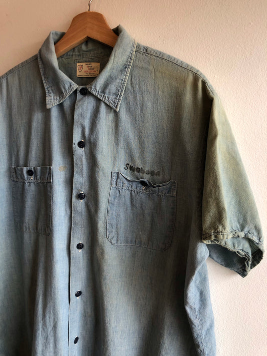 Vintage 1950’s Selvedge Chambray Button Up Shirt - La Lovely Vintage 