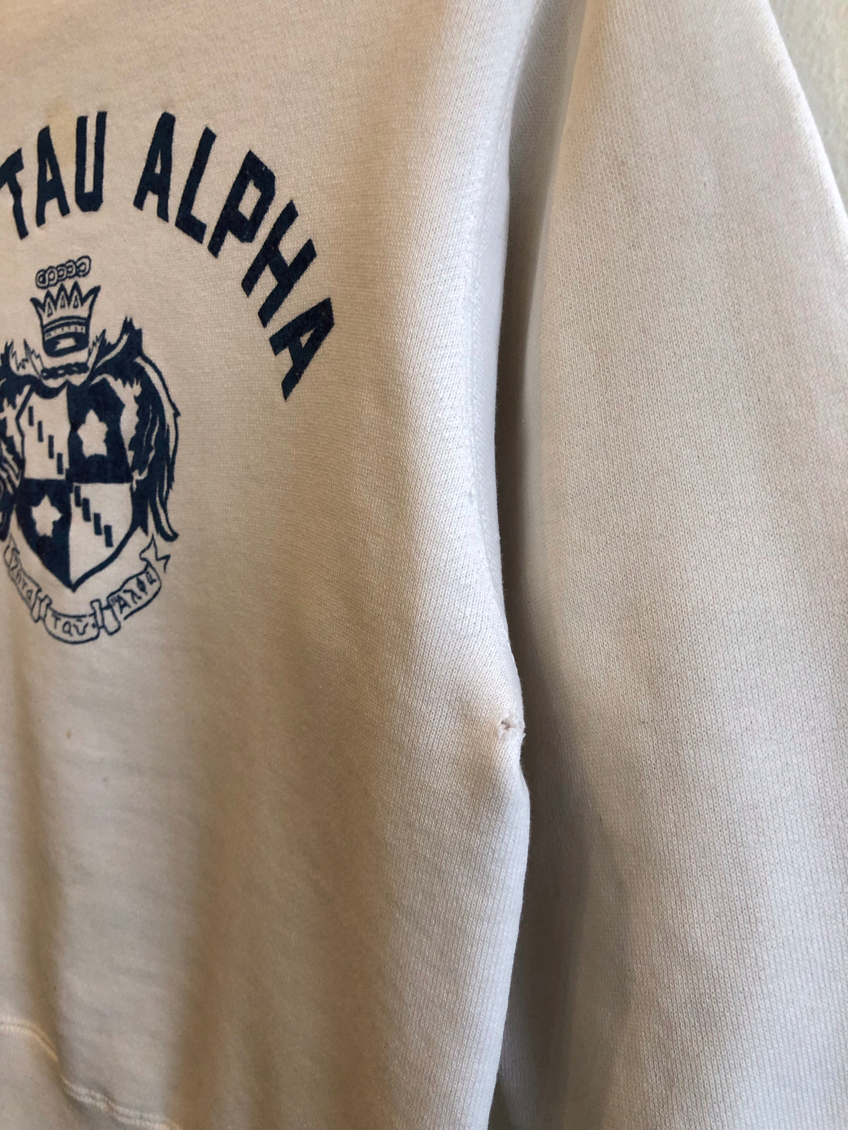 Vintage 1950’s Champion “Running Man” Zeta Tau Alpha Flock-Printed Sweatshirt - La Lovely Vintage 