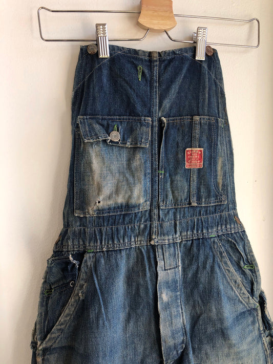 Vintage 1930’s Strapless Super Red Engine Denim Overalls - La Lovely Vintage 