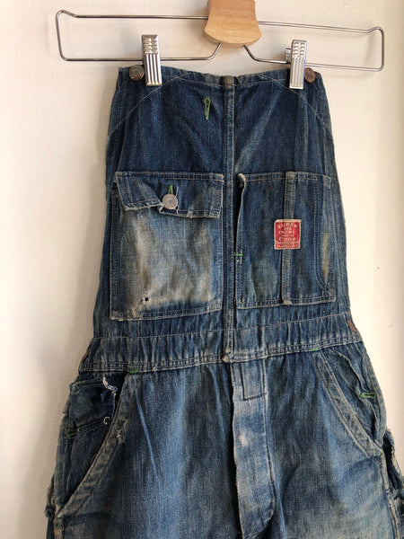 Vintage 1930’s Strapless Super Red Engine Denim Overalls