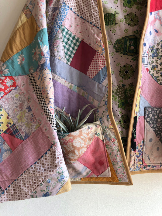 Double Down Vintage - Handmade Quilt Kimono Jacket - La Lovely Vintage 