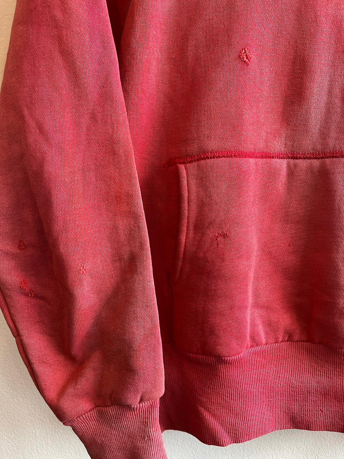 Vintage 1950’s Healthknit Sunfaded Red Thermal-Lined Hooded Sweatshirt