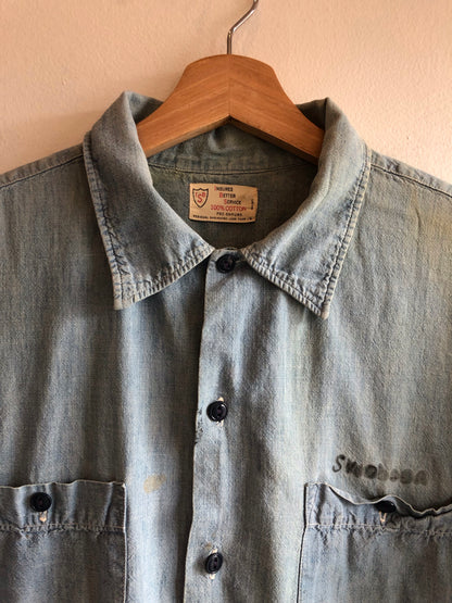 Vintage 1950’s Selvedge Chambray Button Up Shirt - La Lovely Vintage 