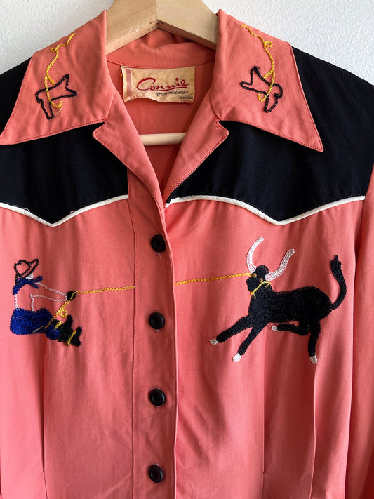 Vintage 1940/1950’s “Connie” Western Chainstitch Two-Tone Pearl-Snap Shirt - La Lovely Vintage 