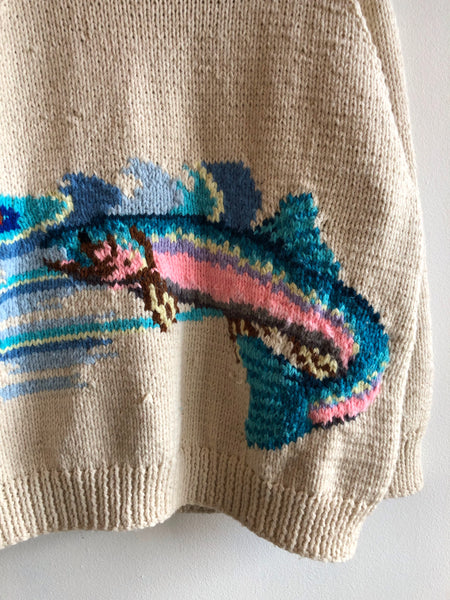 Vintage 1950’s “Rainbow Trout” Cowichan Sweater