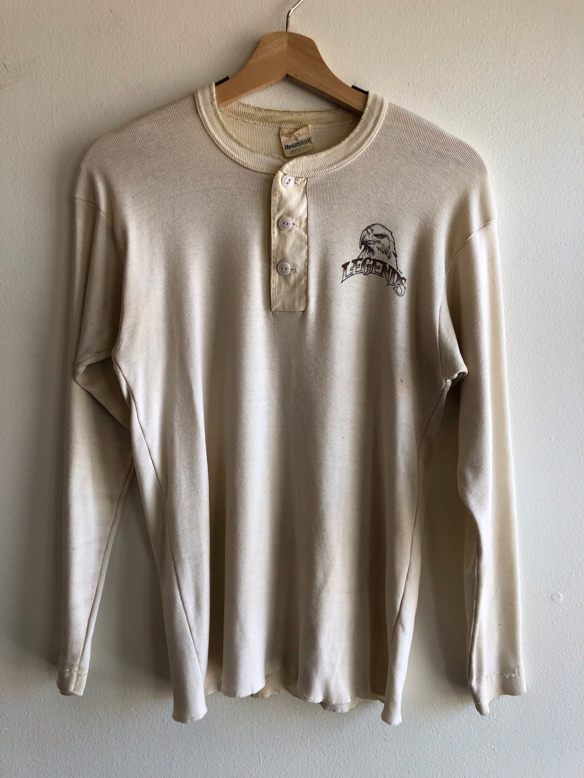 Vintage 1970’s Healthknit “Jeremiah Johnson(?)” Print Thermal Henley - La Lovely Vintage 