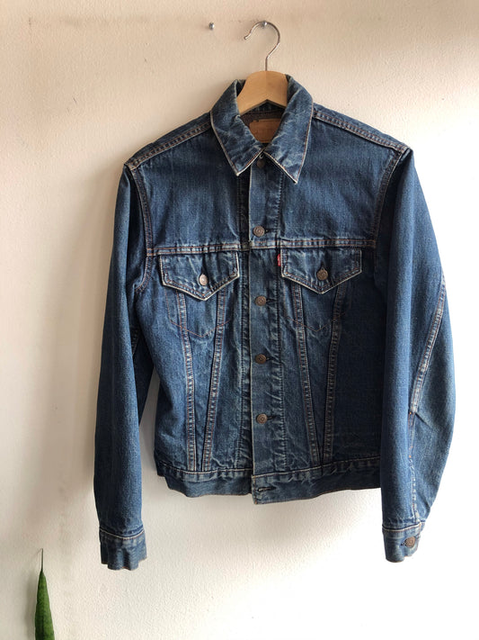 Vintage 1960's Big E Levi's Type III Troy Blanket Lined Denim Trucker Jacket - La Lovely Vintage 