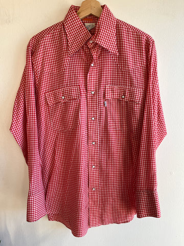 Vintage 1970/80’s Levi’s Gingham Pearl Snap Button-Up Shirt