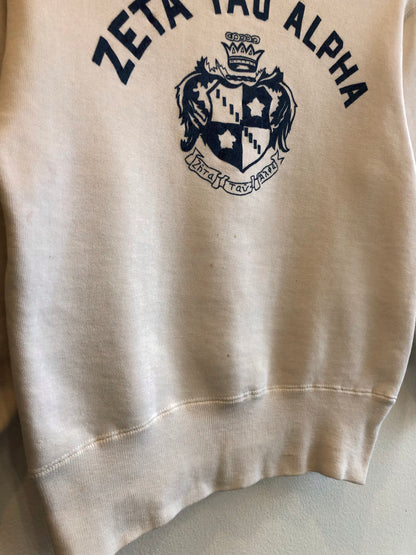 Vintage 1950’s Champion “Running Man” Zeta Tau Alpha Flock-Printed Sweatshirt - La Lovely Vintage 