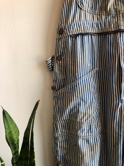 Vintage 1960’s Lee Hickory Stripe Denim Overalls - La Lovely Vintage 