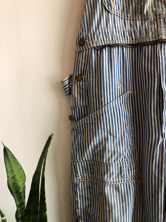 Vintage 1960’s Lee Hickory Stripe Denim Overalls - La Lovely Vintage 