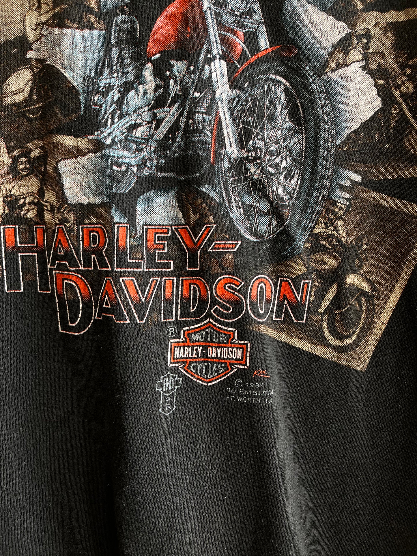 Vintage 1987 Harley Davidson 3-D Emblem T-Shirt