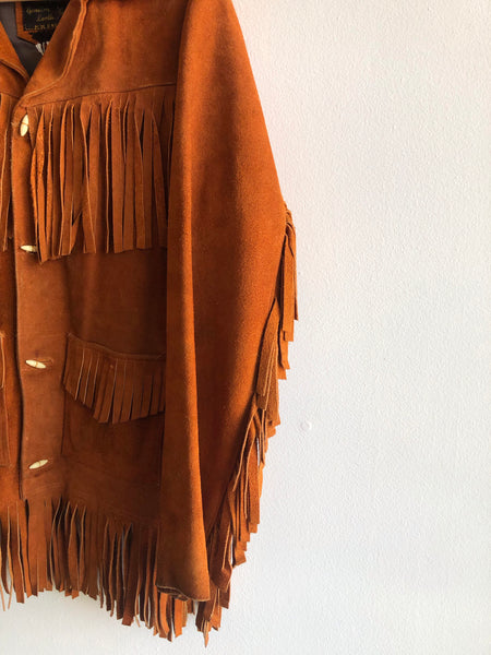 Vintage 1970’s Burnt Orange Suede Fringe Jacket