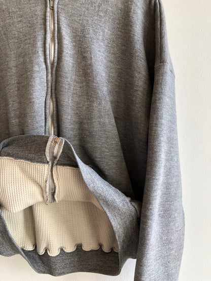 Vintage 1970’s Thermal-Lined Zip Up Hooded Sweatshirt - La Lovely Vintage 