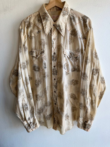 Vintage 1960’s Wrangler Floral Western Pearl-Snap Shirt