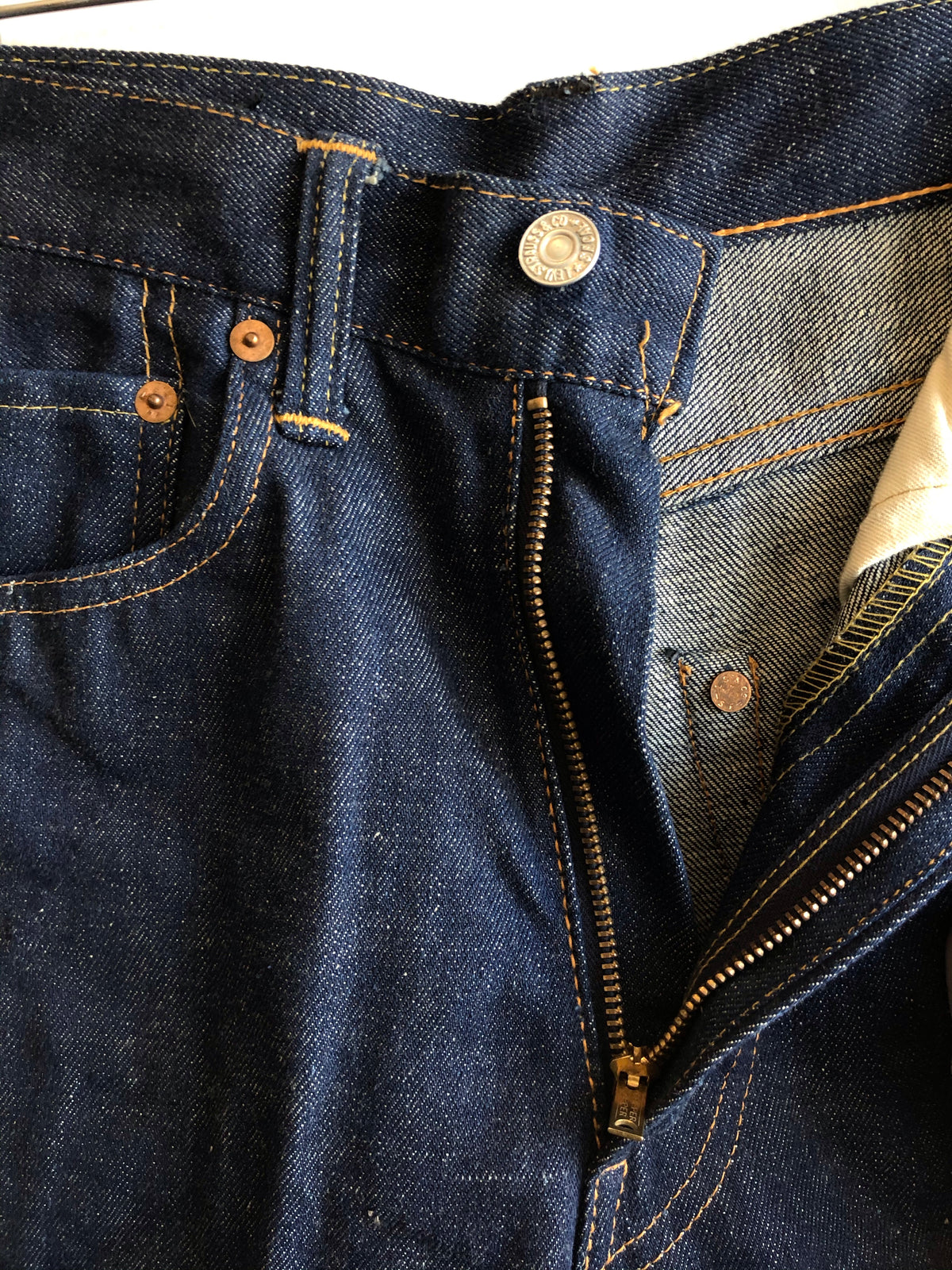 Vintage 1950s Levi's “Big E” Hidden Rivet 701 Deadstock Denim Jeans - La Lovely Vintage 