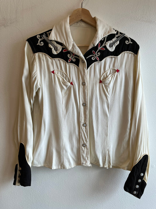 Vintage 1940’s Two-Tone Gabardine Western Pearl Snap Shirt