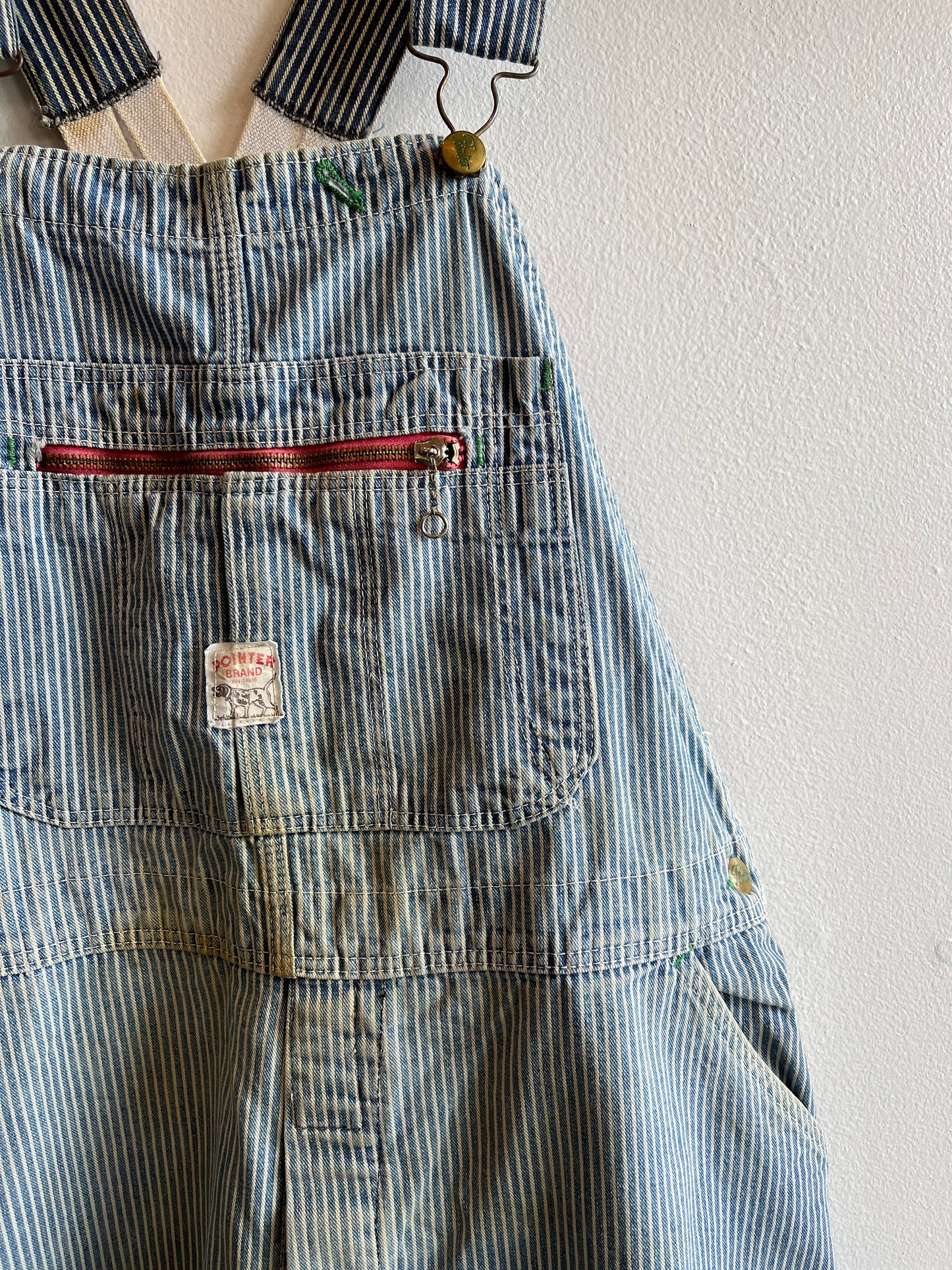 Vintage 1950’s Pointer Hickory Stripe Low Back Denim Overalls - La Lovely Vintage 