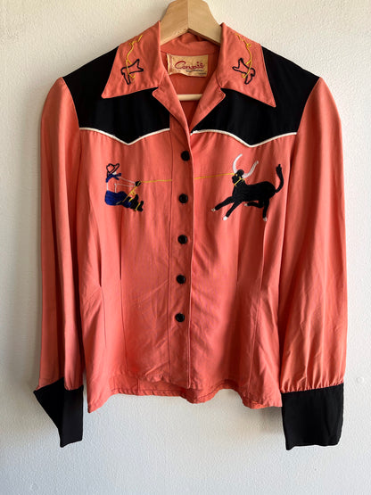 Vintage 1940/1950’s “Connie” Western Chainstitch Two-Tone Pearl-Snap Shirt - La Lovely Vintage 