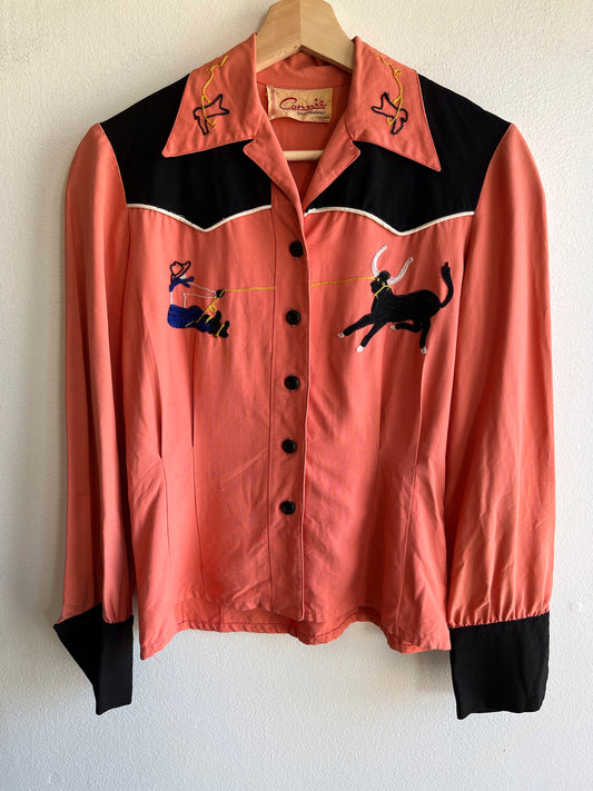 Vintage 1940/1950’s “Connie” Western Chainstitch Two-Tone Pearl-Snap Shirt - La Lovely Vintage 