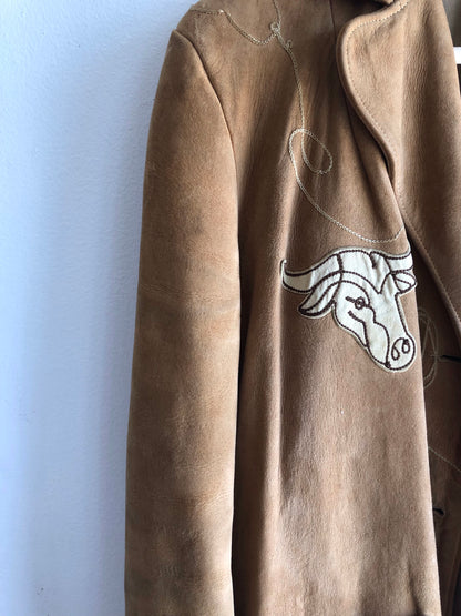 Vintage 1940/1950’s Suede (Buckskin?) Bull-Themed Jacket - La Lovely Vintage 