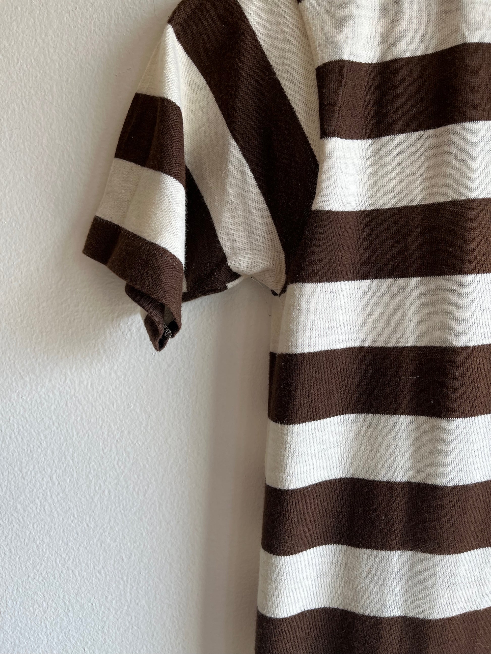 Vintage 1950/60’s “Wonderknit” Brown Striped T-Shirt - La Lovely Vintage 