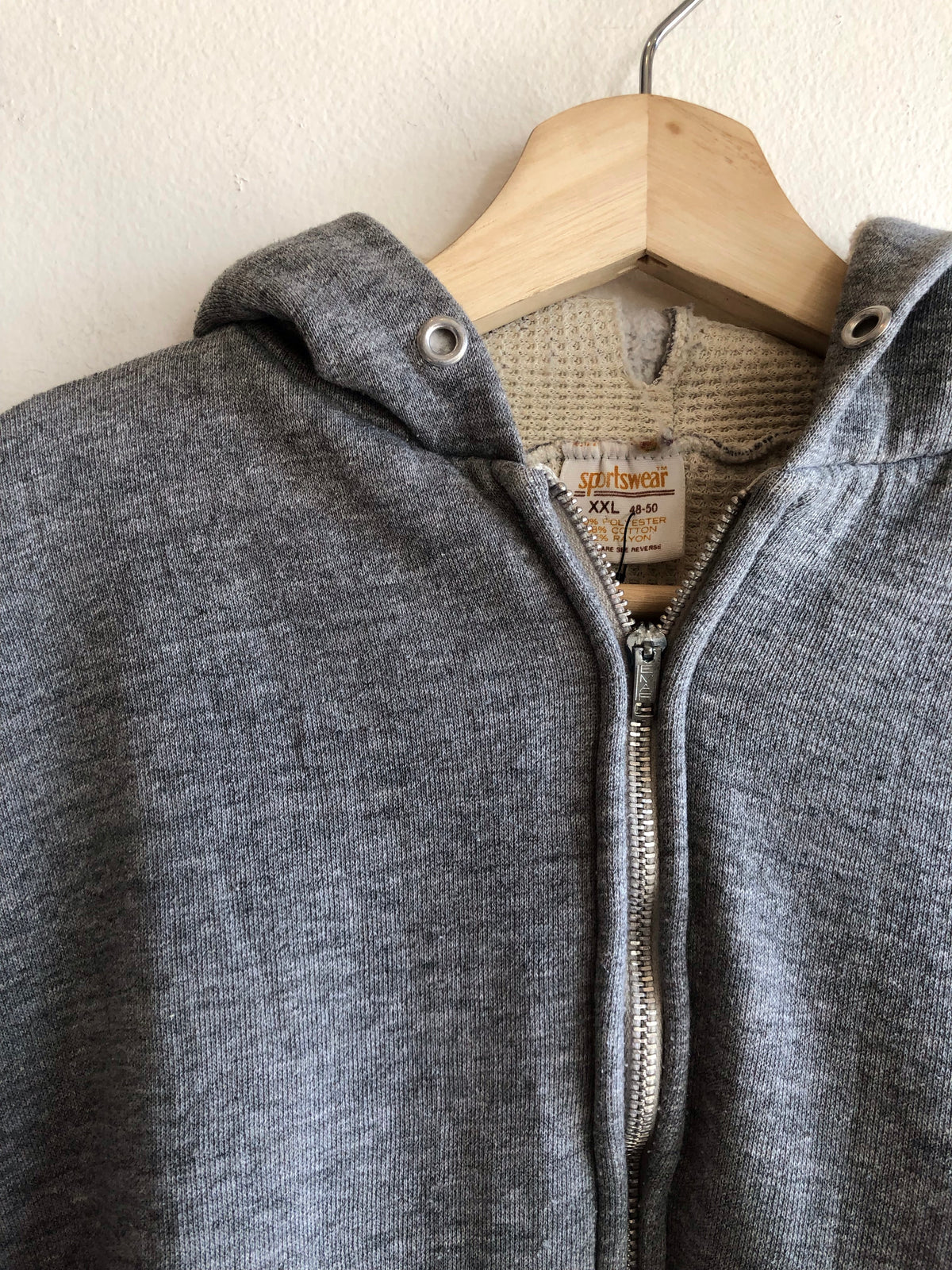 Vintage 1970’s Thermal-Lined Zip Up Hooded Sweatshirt - La Lovely Vintage 