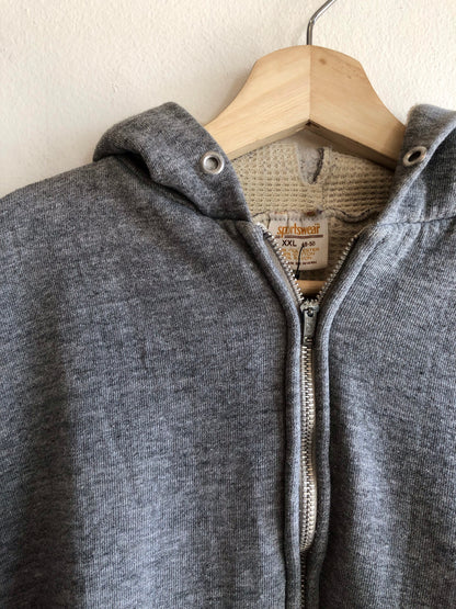 Vintage 1970’s Thermal-Lined Zip Up Hooded Sweatshirt - La Lovely Vintage 