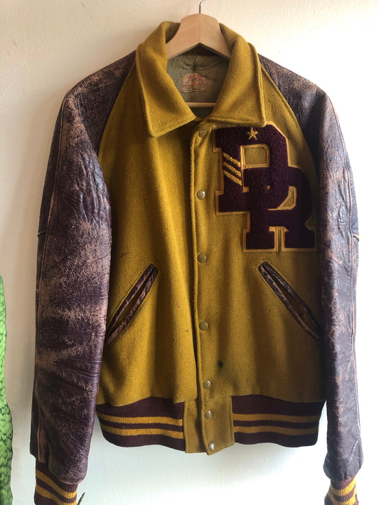 Vintage 1950s/1960s Gold and Maroon Varsity Jacket - La Lovely Vintage 