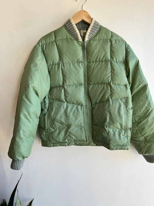 Vintage 1960’s Sage Green Quilted Puffer Jacket