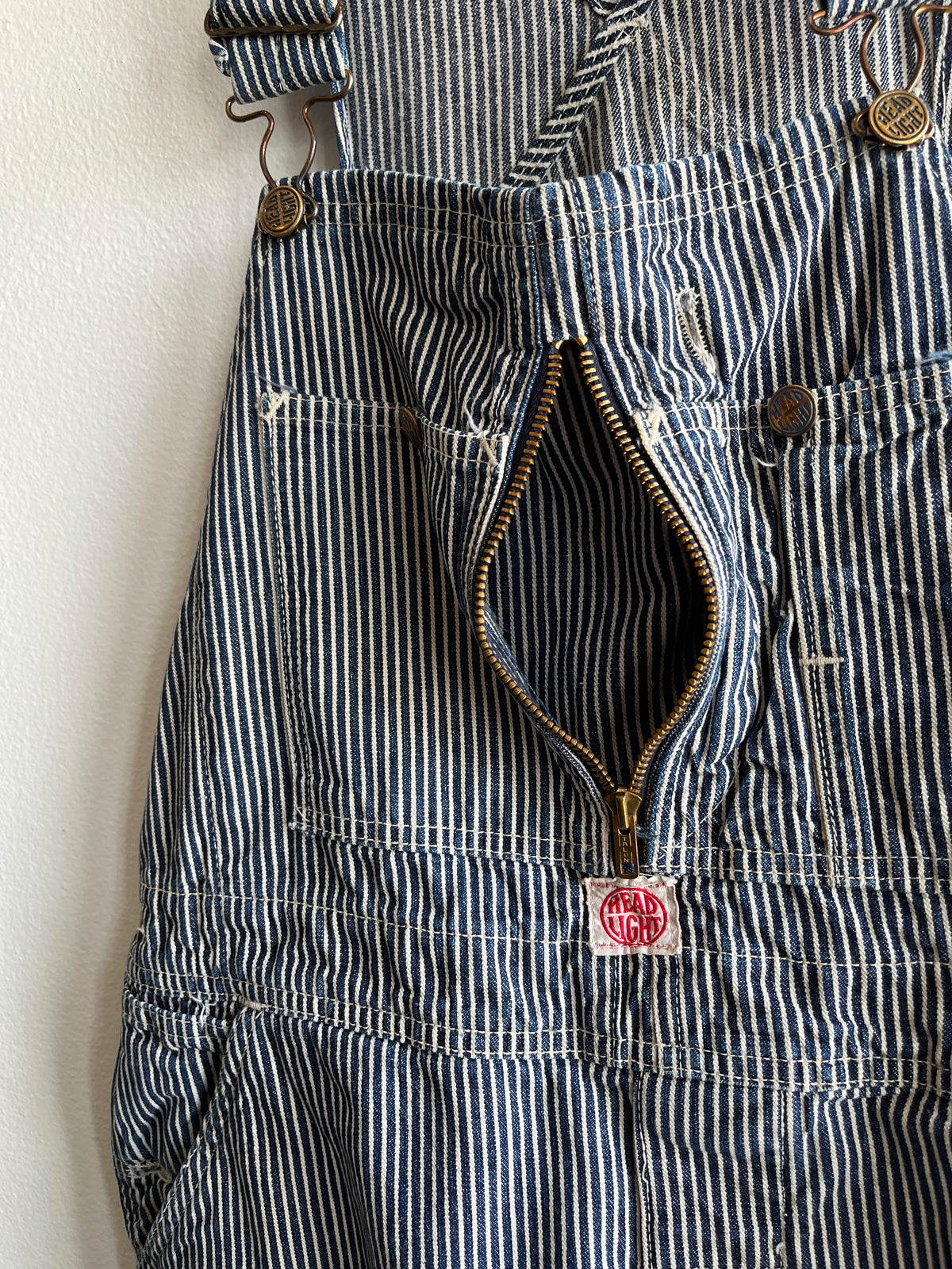 Vintage 1940/50’s Headlight Hickory Stripe Denim Overalls