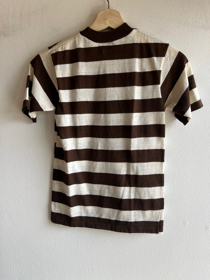 Vintage 1950/60’s “Wonderknit” Brown Striped T-Shirt - La Lovely Vintage 