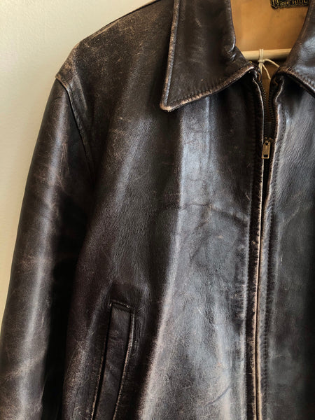 Vintage 1940s/1950s Unbranded Horsehide Leather Bomber Jacket