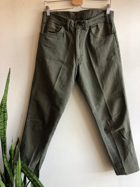 Vintage 1960’s Levi’s “Big E” Olive Canvas Pants - La Lovely Vintage 