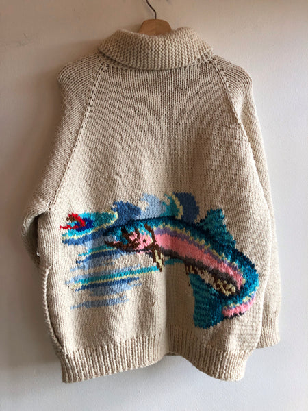 Vintage 1950’s “Rainbow Trout” Cowichan Sweater