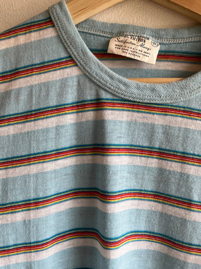 Vintage 1970’s Baby Blue Striped T-Shirt - La Lovely Vintage 
