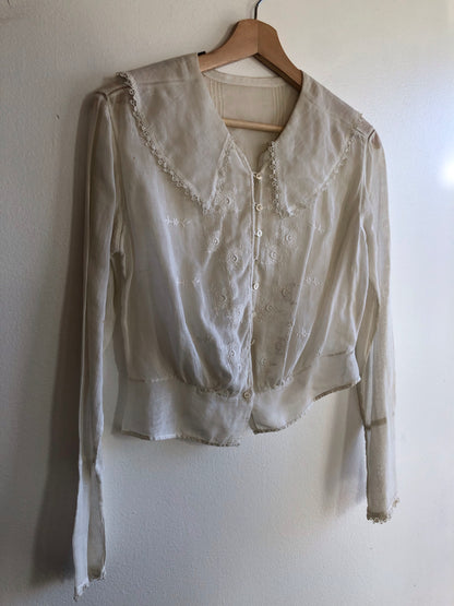 Vintage 1920’s Embroidered Sheer Blouse