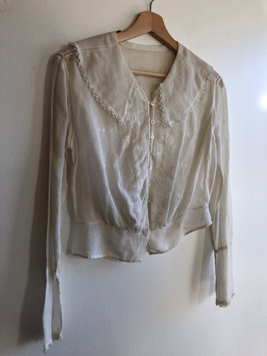 Vintage 1920’s Embroidered Sheer Blouse