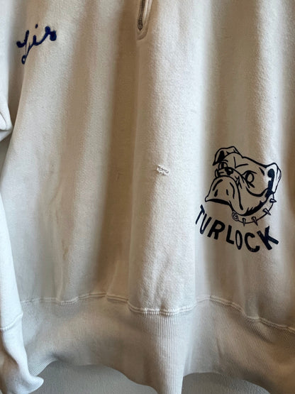 Vintage 1950’s “Turlock” Embroidered Quarter-Zip Sweatshirt