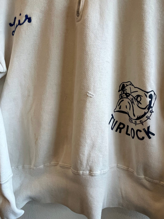 Vintage 1950’s “Turlock” Embroidered Quarter-Zip Sweatshirt