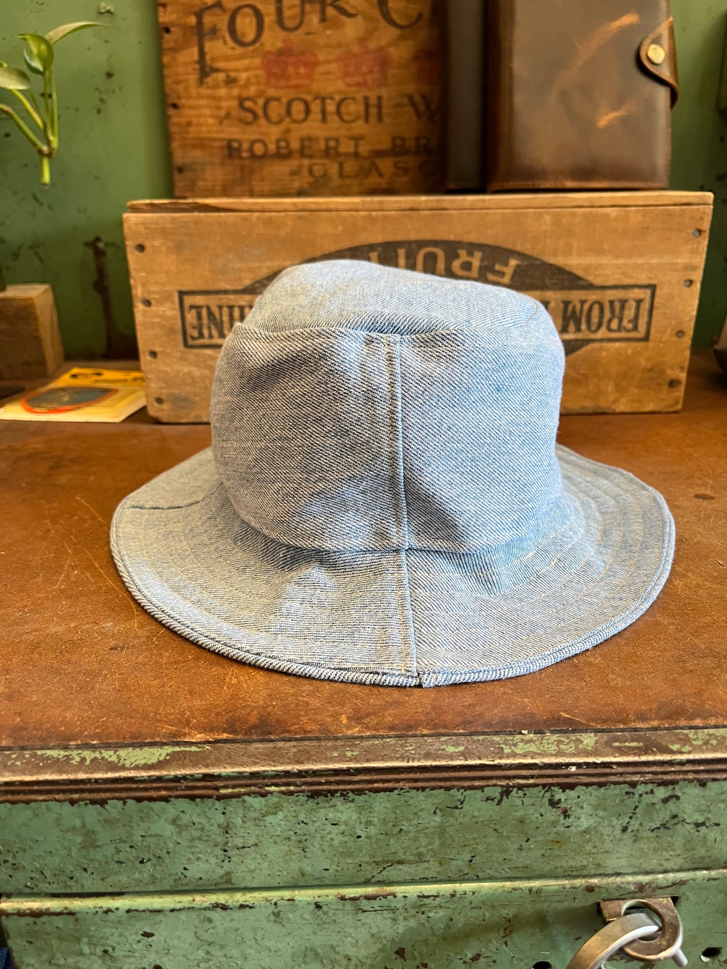 Double Down Vintage - Denim Panelled Reversible Bucket Hat - La Lovely Vintage 